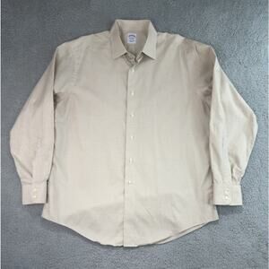 Brooks Brothers Dress Shirt 17-36 Brown Plaid Italian Fabric Made in USA